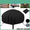 Durable Black Fire Pit Cover For Outdoor Bbq Grill Weather Resistant And Dustproof