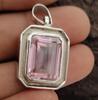 Rosa Kunzit Anhänger, Edelstein Anhänger, handgefertigter Schmuck, 925 Sterling Silber, Geschenk für Sie, 16x12 MM Kunzit
