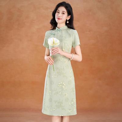 New Chinese Style Embroidered Cheongsam Dress