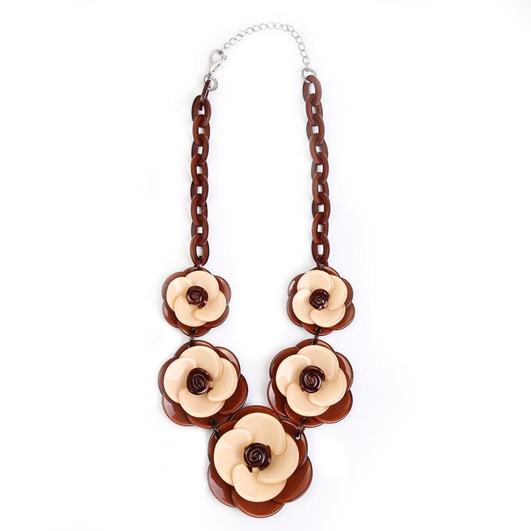 Bohemian Acrylic Flower Necklace - Colorful Rose Sweater Chain