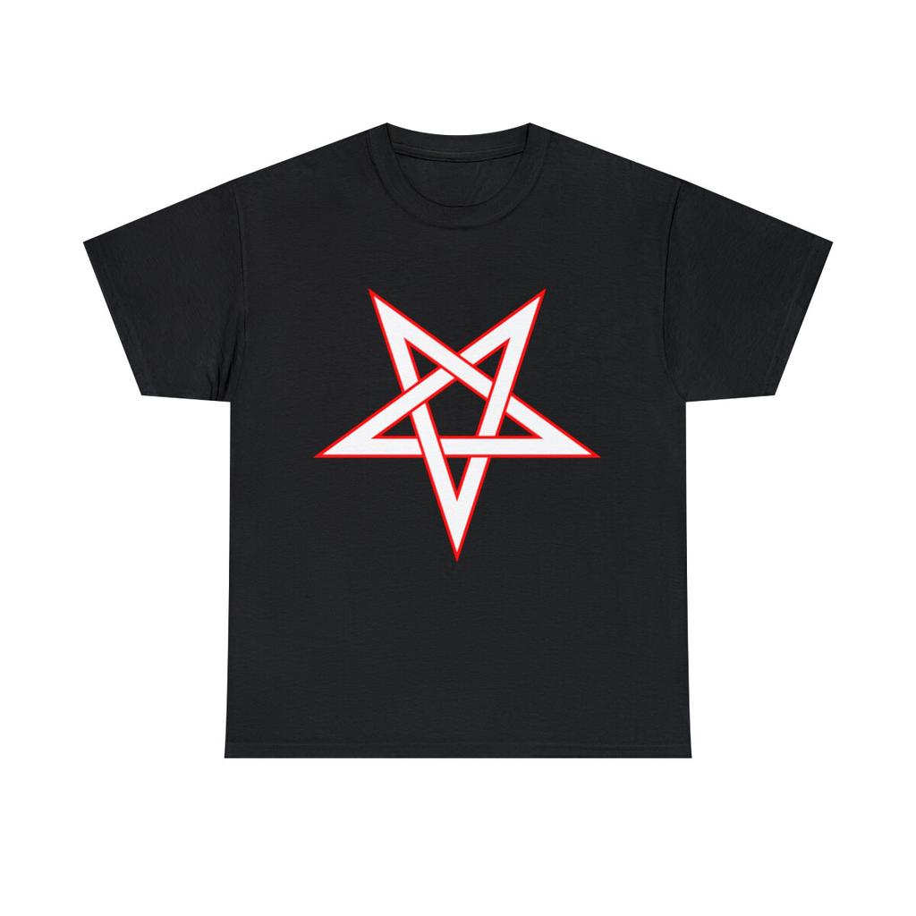 STAR inverted Red trimmed White Pentacle Unisex Heavy Cotton Tee