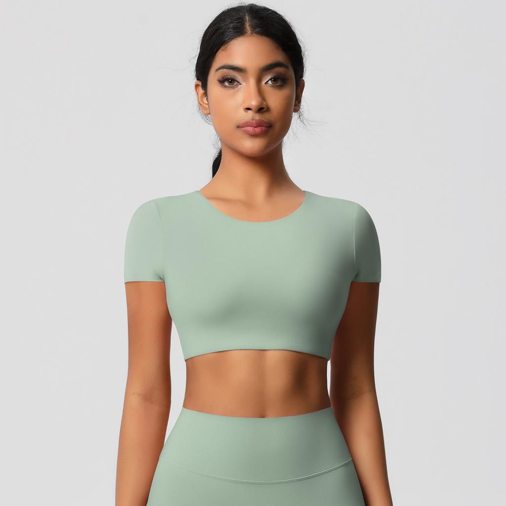 Women High Quality Sport T-Shirts Short-sleeve And with Chest Pads Compressed Quick-dry Super Elastic Suitable For Running Fitness Training Yoga