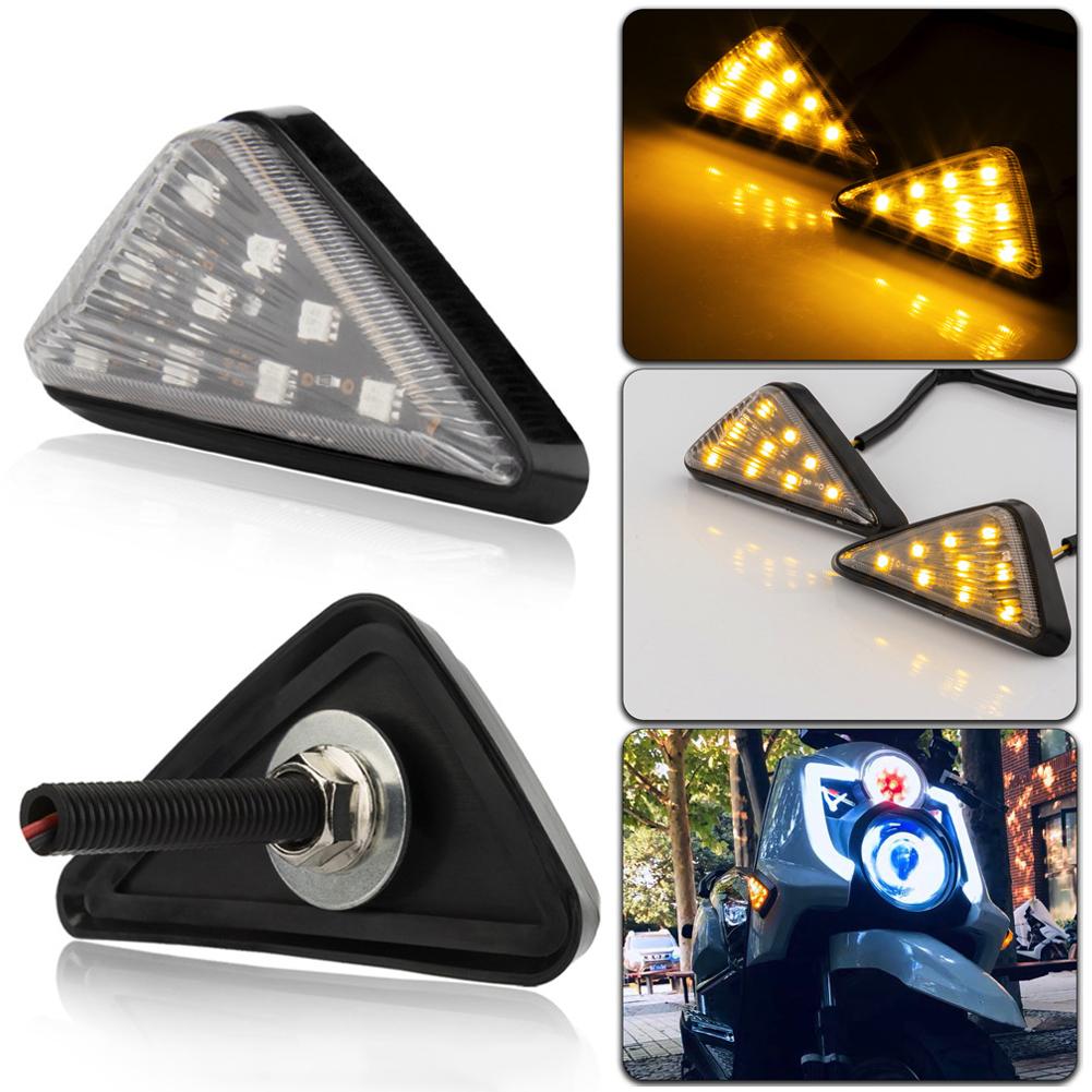 2Pcs Motorcycle Turn Signal Lights Triangle Indicator Blinker Side Lights Motorbikes Yellow