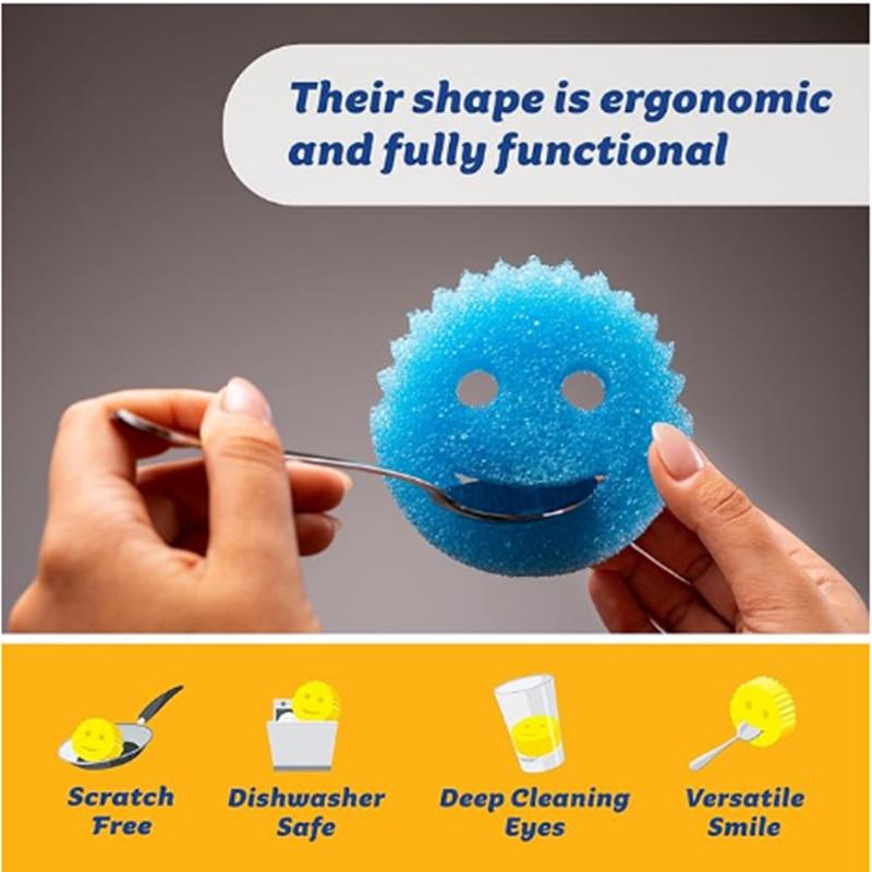 Sponges Dish Scrubber, Non-Scratch Multi-Functional Color Sponge, Temperature Controlled Cleaning Pads, Dishwasher Safe for Kitchen, Bathroom