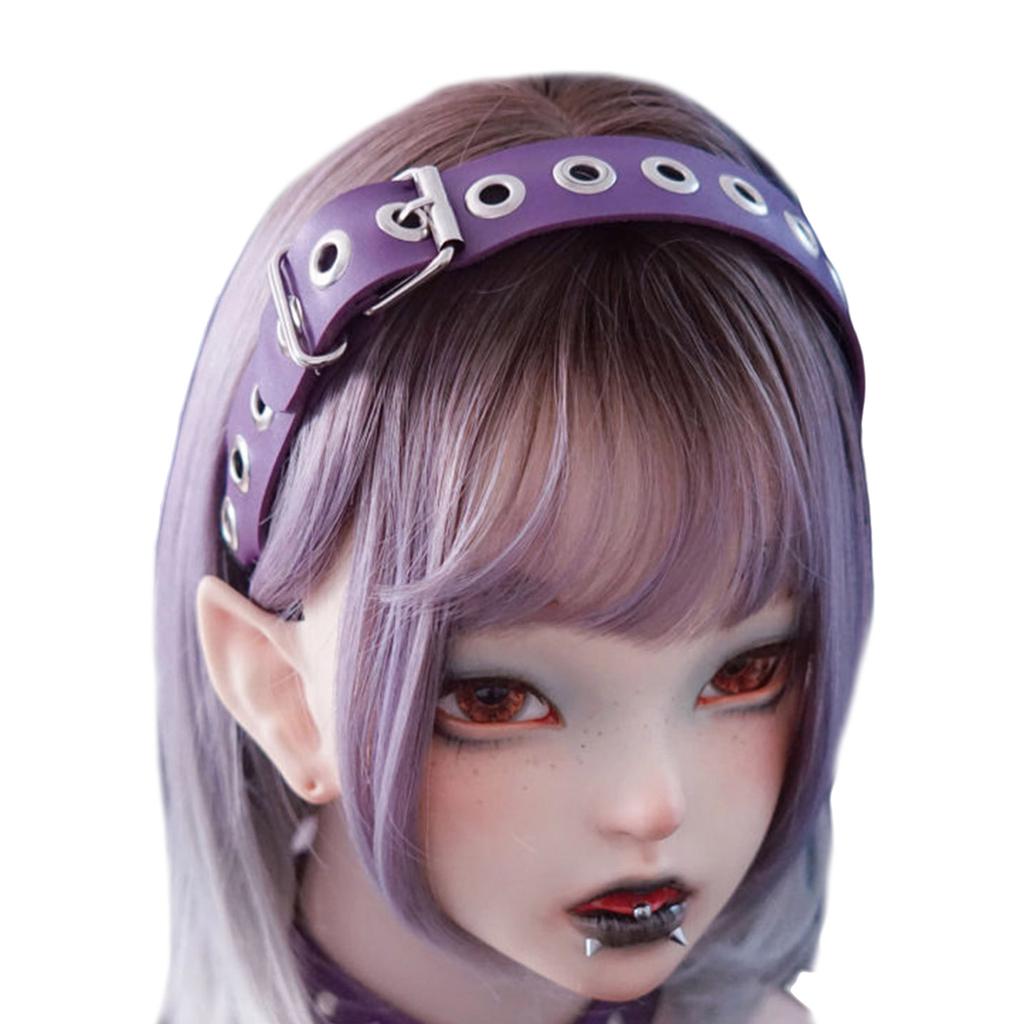 Punk Rivet Headband PU Spiked Hair Hoop Gothic Rock Headwear for Cosplay Unisex Rock Spiked Headwear Accessory