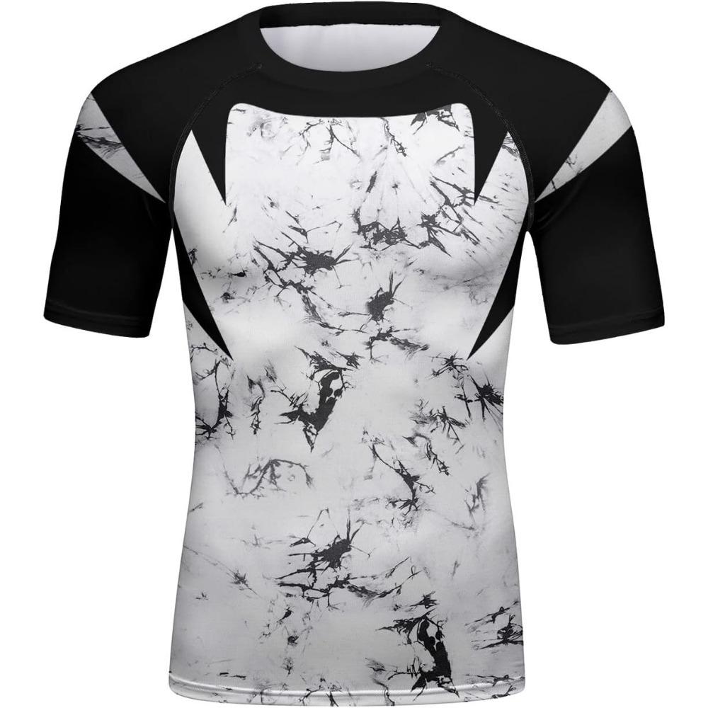 Red Plume Mens 3D Digital Printing Short Sleeve T-Shirt Outdoor Running Yoga Fitness Tight Shirt for Men