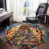 1pc Christmas StainedGlass Office Round Area Rug, Indoor Mat Suitable ForOffice, Under Office Chairs Bedroom Living Room Home Decor, Room Decot141