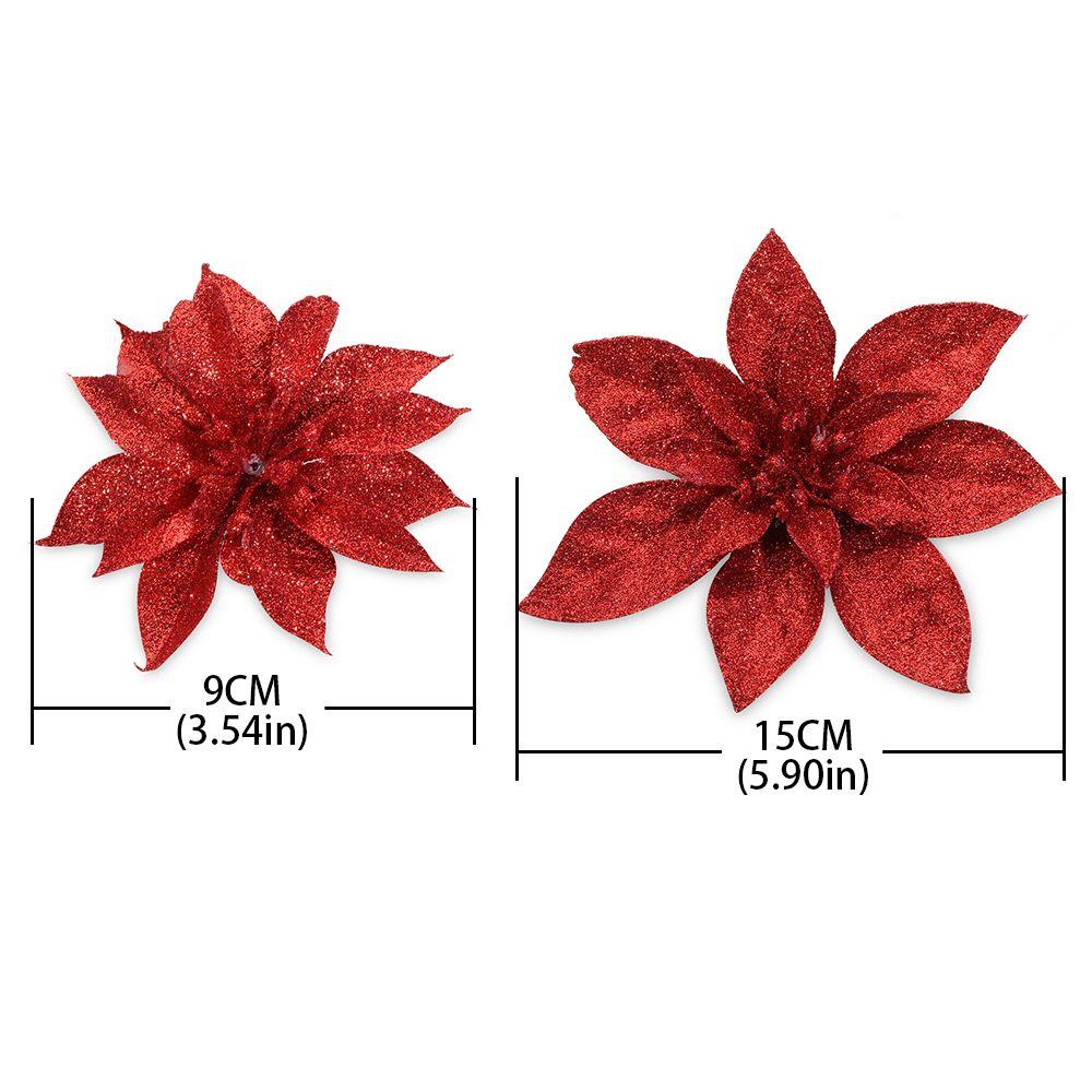Merry Christmas Xmas Tree Decorations Poinsettia Glitter Flower Christmas Flowers Fake Flowers