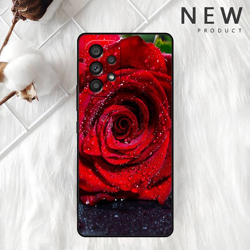 Bright Red Rose Flowers Case For Samsung Galaxy A54 A52 A14 5G A53 A12 A13 A71 A23 A34 A33 A21s Phone Cover