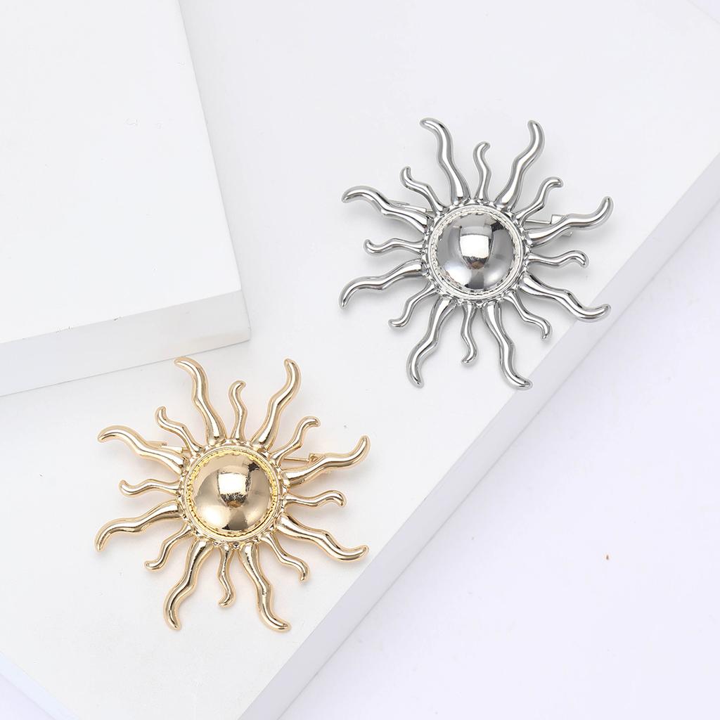 Trendy Ramadan Glossy Sun Brooches for Women Unisex Moon Pins Banquet Party Backpack Gifts Jewelry Accessories
