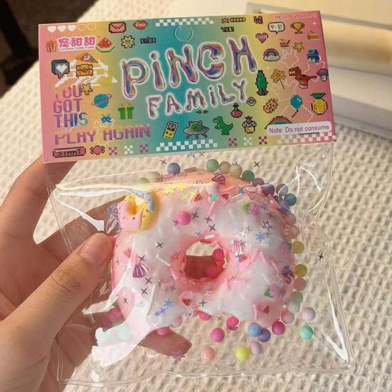 Simulation Doughnut Squeeze Toy Stress Relief Sequin Donut Pinch Sensory Toy Simulated Dessert Fidget Toy Students Office Workers Gift
