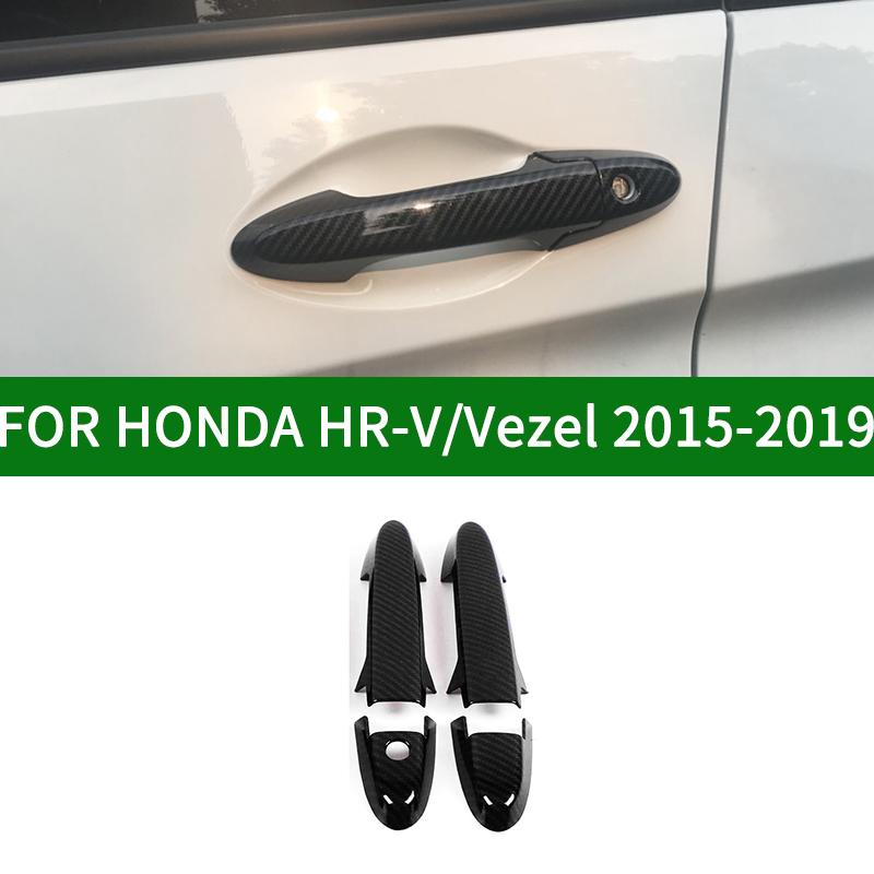 

Для Honda Vezel HRV 2015 2016 2017 2018 черный стиль из углеродного волокна дверная ручка крышка безель отделка