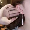 Simple Water Droplet Pearl Dangle Earrings for Women Wedding Party Elegant Round Drop Earrings Long Geometry Vintage Jewelry