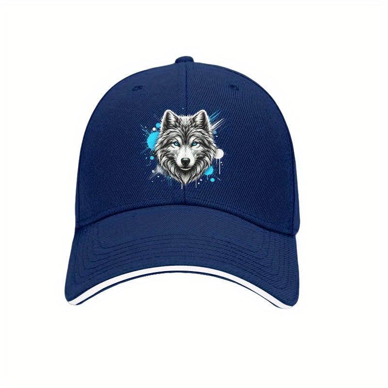 Wolf Graphic Print Baseball Cap Cotton Adjustable Casual Outdoor Sun Protection Dad Hat Unisex