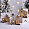 DIY Xmas Tree Ornaments LED Wooden House - Christmas Light Cabin, Merry Christmas Decorations for Home, Kids Gifts, New Year