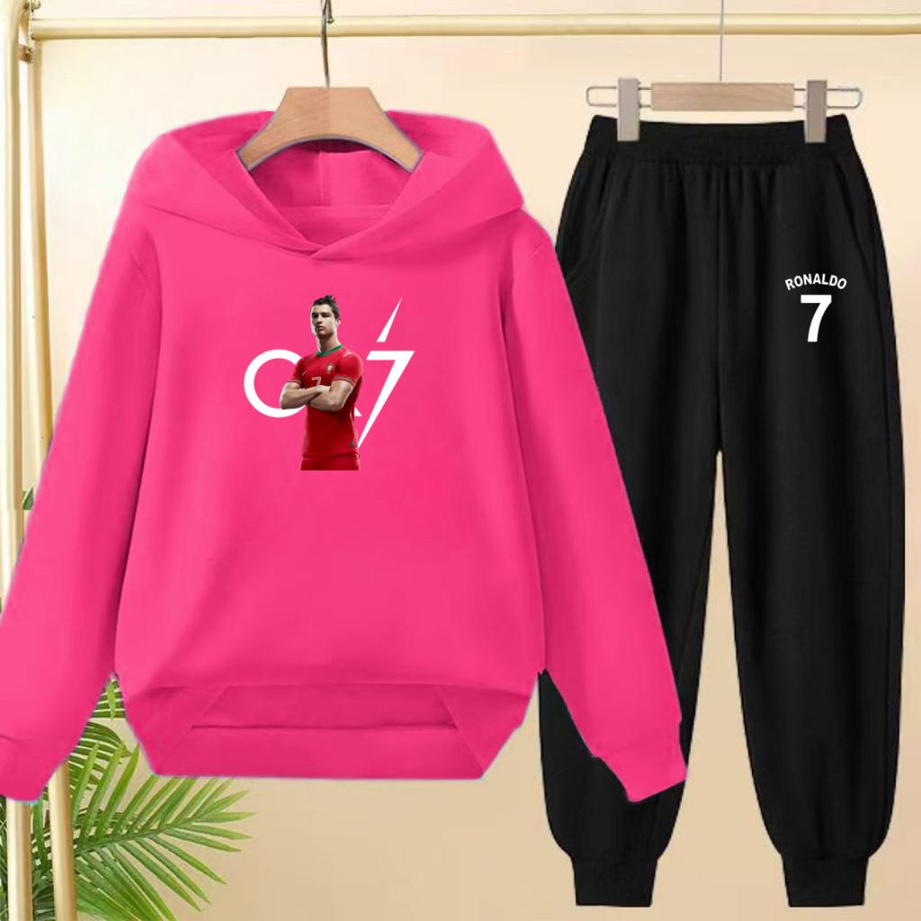 A Loose and Casual Sportswear Set of Hooded Sweatshirts and Trousers for Children, Suitable for Boys and Girls Aged 3 To 13