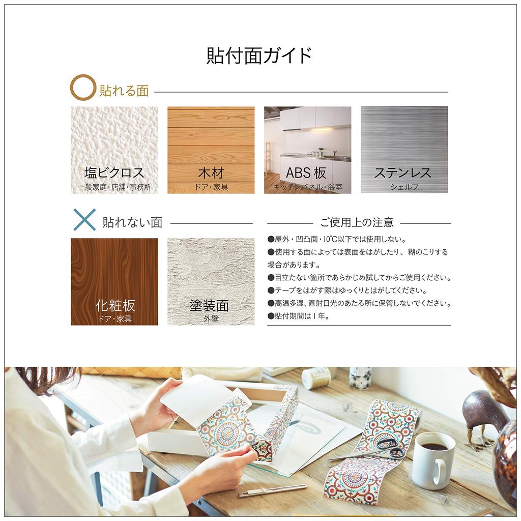 Nitoms decolfa Interior Film Tape, Chinoiserie/Blue, for use in wet areas, 5cm wide x 8m long, M3801