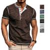 Men’s Henley Shirts Color Blocked Short Sleeves Round Neck Button Large Size Casual Daily Summer Menswear Tops