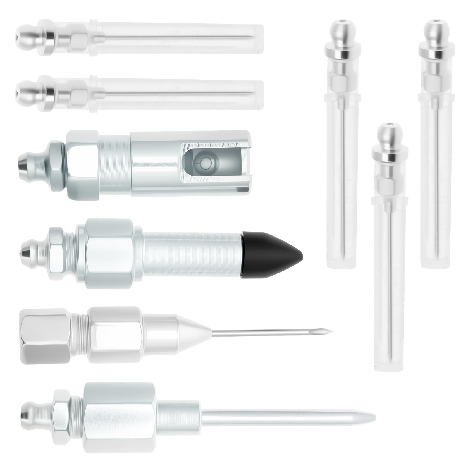 

9/14pcs Grease Gun Accessory Kit Bent and Straight Nozzles High Hardness Grease Needle Nozzle Set for Small and Confined Spaces