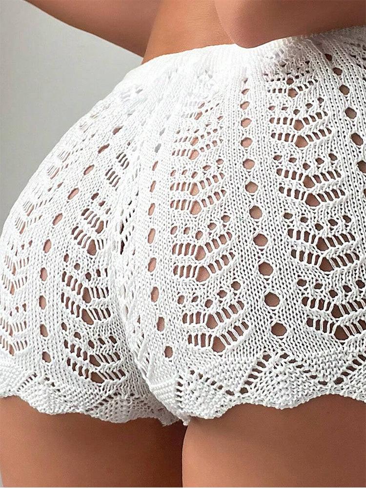 2025 Zomer Dames Effen Kleur Gebreide Strand Bikini Broek
