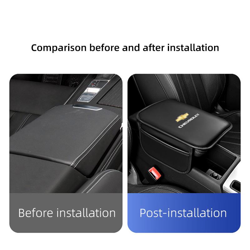 AABHJ1 Car Armrest Cushion Leather Arm Rest Box Pad With Storage Bag For Chevrolet Corvette Montana TrailBlazer Silverado Traverse Bolt