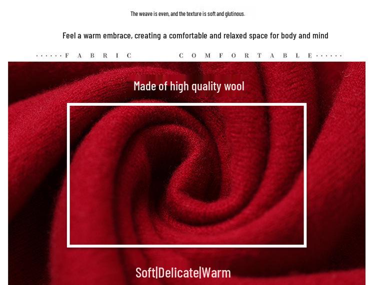 Elegant 100% Wool Embroidered Sweater - Women's Autumn/Winter Half-High Neck Top