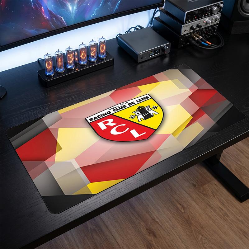 Lens FC Theme Pattern Mouse Pad, Soccer Logo Design XXL Gaming Desk Mat Non-Slip Computer Mouse Pad