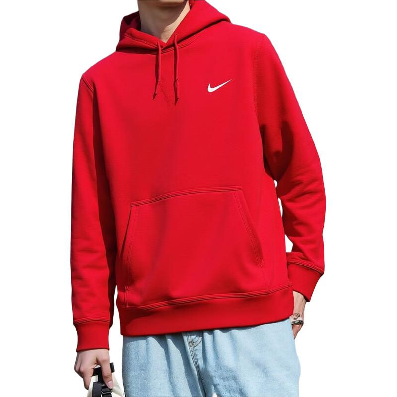 Nike Logo Fleece Warm Hooded Sweatshirt Men Sweatshirts Red 623453-657