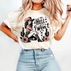 Sassy Retro Pin Up Cowgirl Printed Cartoon Pattern Cute Top Basic Casual Style Versatile Fun Loose Halloween Fashion TShirt