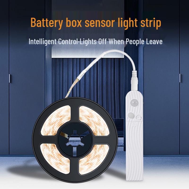 Battery-Powered Flexible LED Strip Lights with Motion Sensor, Dimmable 2835 LEDs.