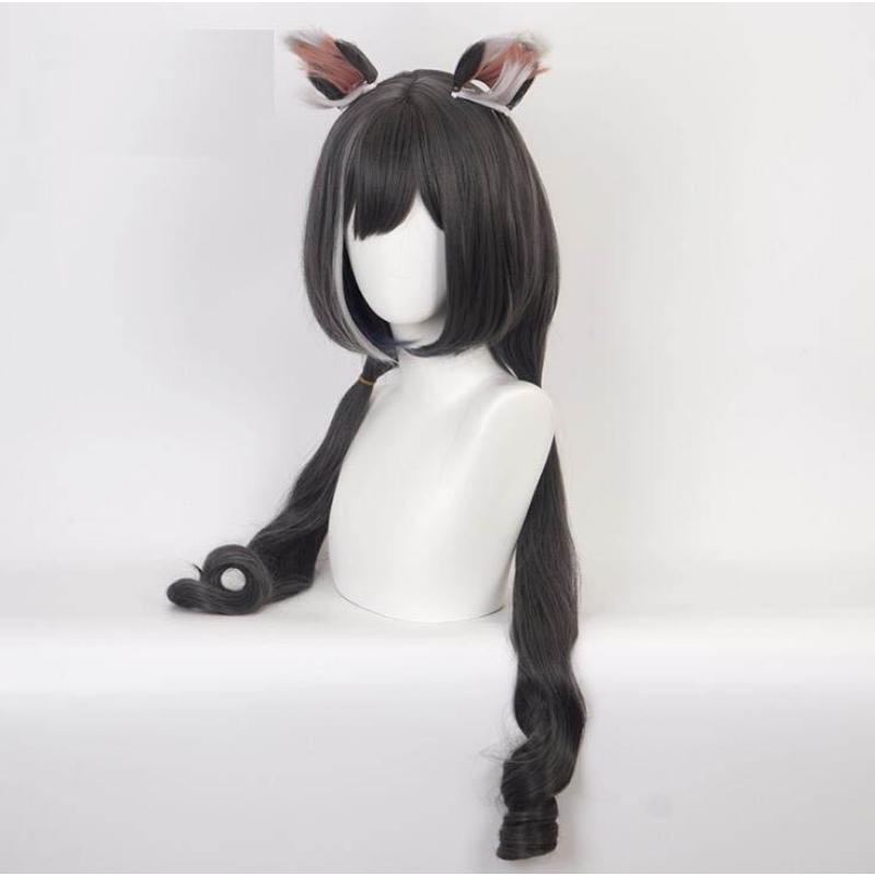 113cm Long Wig Anime Princess Connect! Re:Dive Kyaru Long Wig with Ears Cosplay Costume Heat Resistant Synthetic Hair Women Wigs