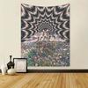Psychedelic Eye Over Mountain and Flowers Wall Tapestry Surreal Wall Hanging All-Seeing Eye Tapestry Printing Wall Tapestry