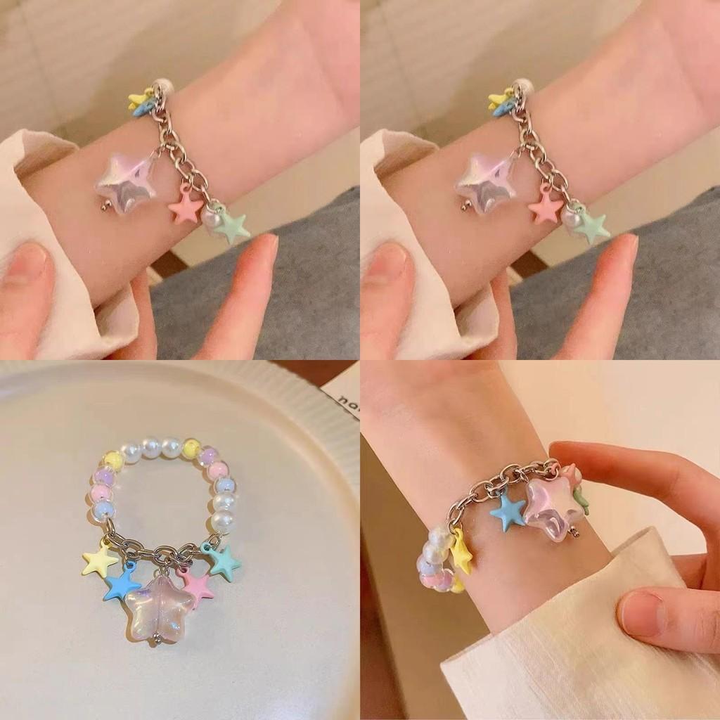Lightweight Luxury Colorful Star Bracelet Handmade Resin Sweet Chic Dopamine Design For Women