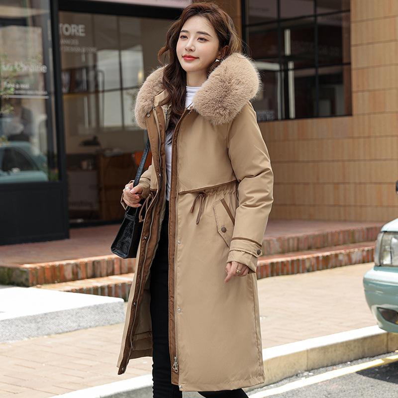 

Зимние парки с хлопковой подкладкой, женские куртки с капюшоном и воротником из искусственного меха, теплое хлопковое пальто, верхняя одежда, ветровка S хаки