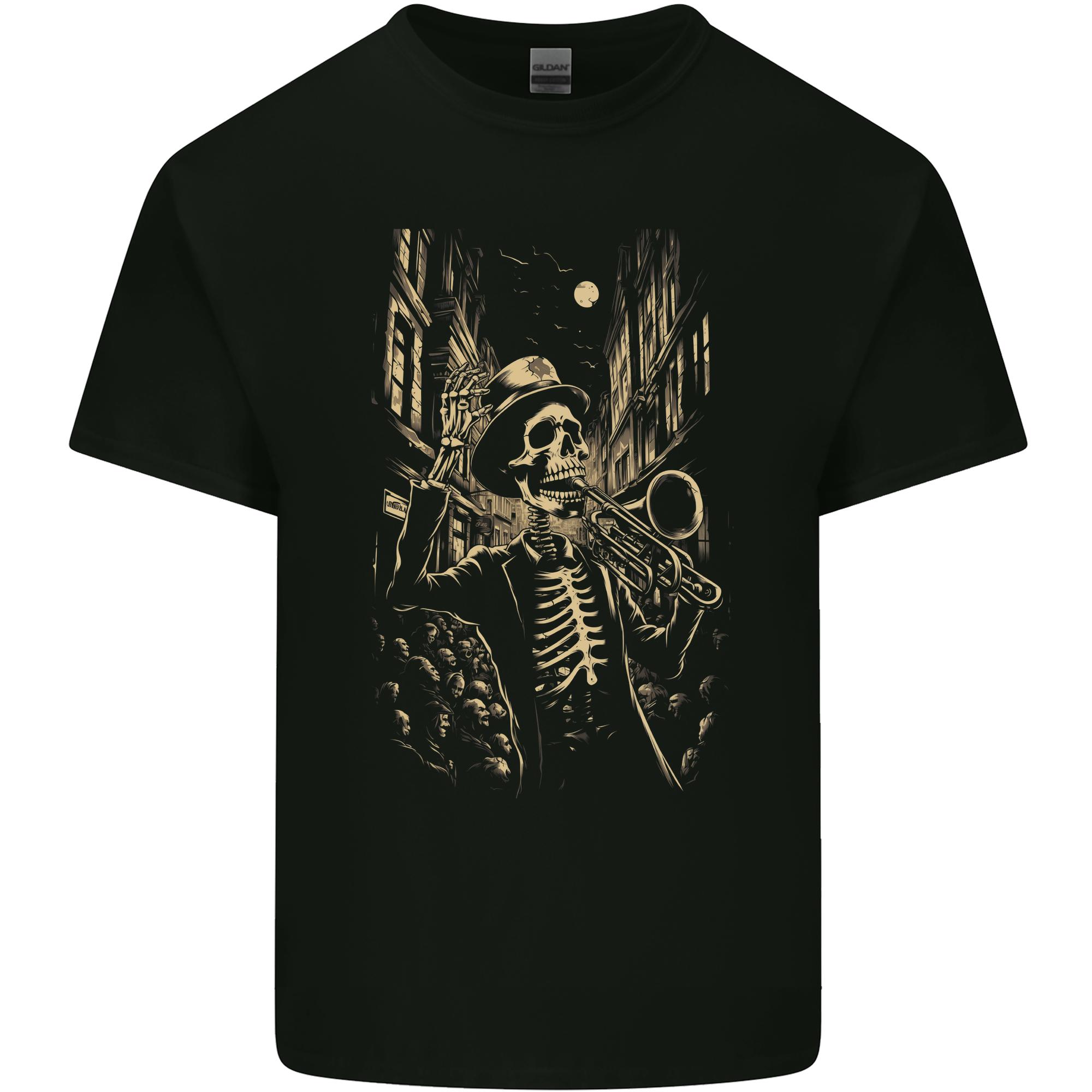 Day of the Dead Skeleton Trumpet DOTD Skull Unisexs Light Cotton TShirt S