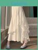 Cotton Blended Irregular Lace Maxi Skirt With Ruffle Hem For Fashion Women