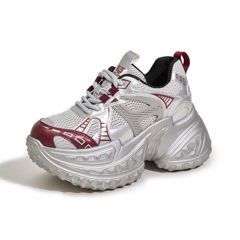 Daddy Shoes Women's Spring 2025 New Versatile Breathable Mesh Casual Sports Shoes Thick-soled Inner Height-increasing Women's Shoes