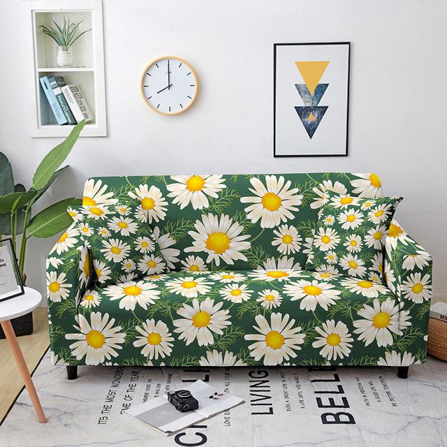 Elastic Sofa Cover For Living Room Sunflower Print Seater Flower Printed Couch Cover Sectional Sofa Protector Home Decor
