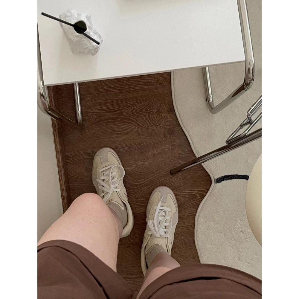 2025 spring new retro style round head color matching lace-up German training shoes versatile splicing casual Forrest Gump shoes board shoes women