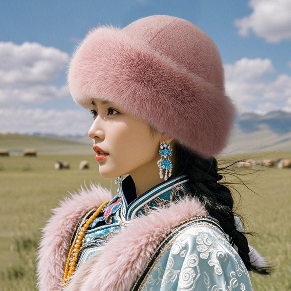 Wool Pullover Hat Imitation Mink Hair Ear Protection Cap Fashion Winter Hat