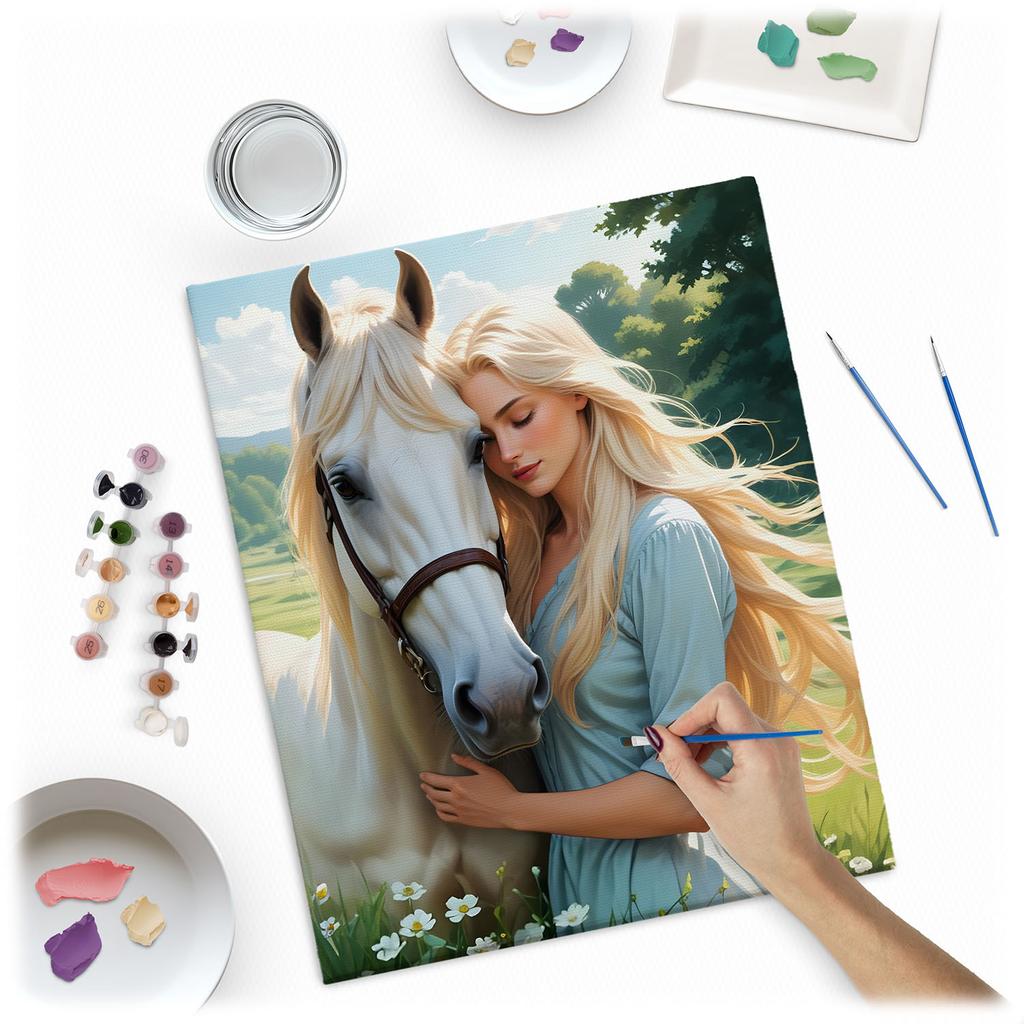 Painting By Numbers Massido Portrait Of A Woman With A Horse