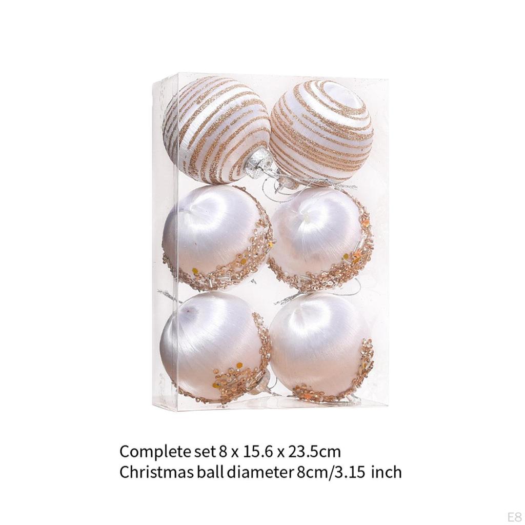 6Pcs Christmas Ball Ornaments Hanging Shatterproof Balls Decorative Bauble for