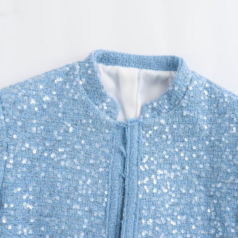 Colecția de primăvară: Jachetă scurtă de damă în stil european și american, împodobită cu paiete, pentru modă stradală