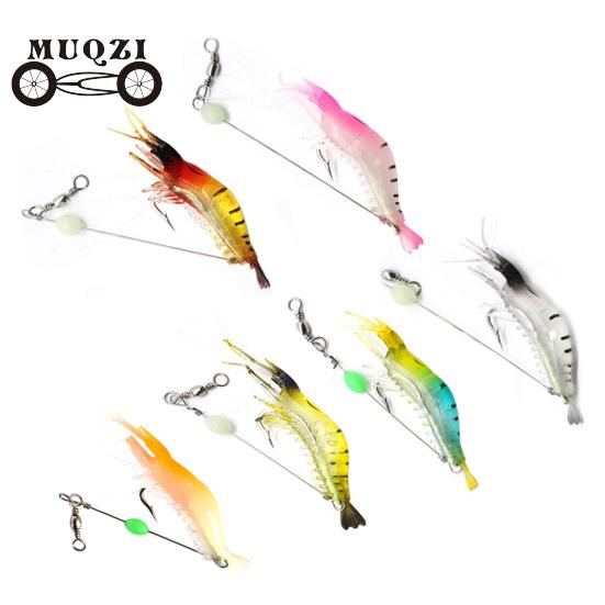 

10шт 9,5 см / 6,5 г светящиеся бионические креветки мягкие приманки приманки с крючком рыболовные инструменты