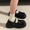 2025 summer thin thick-soled black patent leather Mary Jane small leather shoes women's retro college style versatile single shoes with skirt