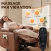 Massage and Heating Chair, Reclining, Adjustable Backrest, Swivel, 82 x 99 x 103 cm, Brown