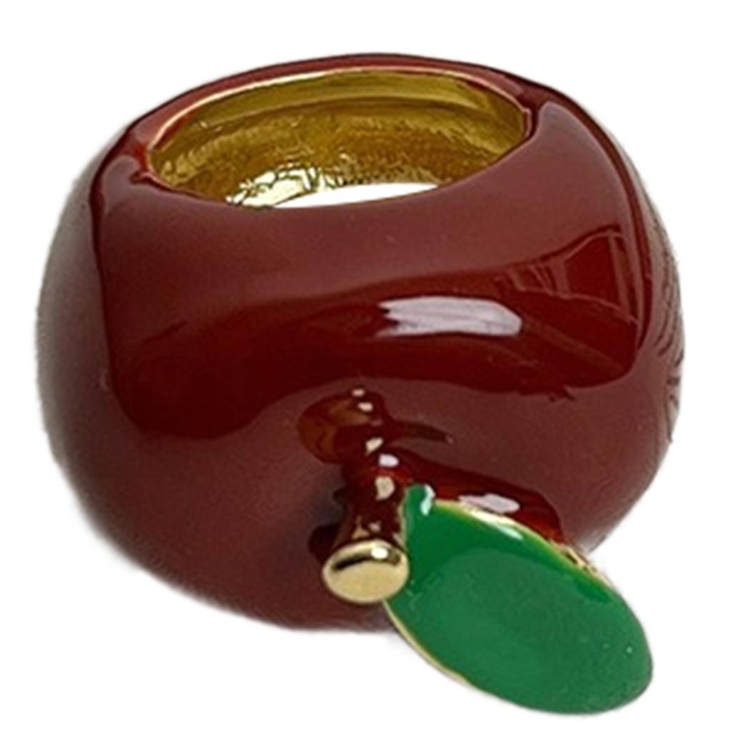 Einzigartiger Emaille Erdbeer-/Äpfel-Ring Bunter Fingerring Leichter Schmuck für modische Frauen und Partys