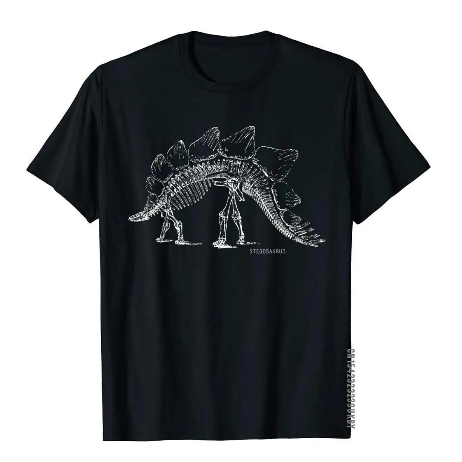 

Stegosaurus Skeleton T Shirt Biology Gift Printed On Tops Shirts Cotton Men T Shirt Outdoor XXXXXL