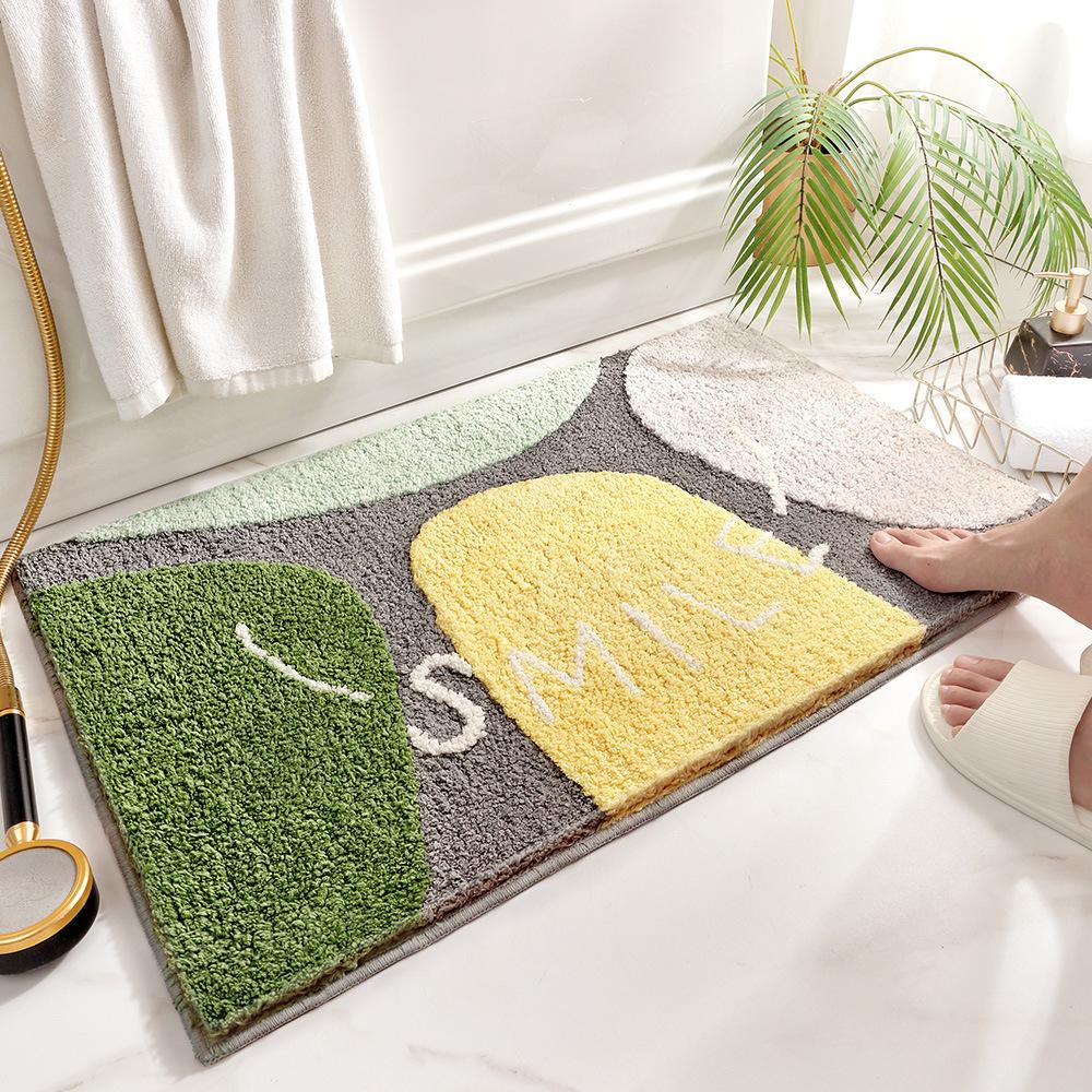 Modern Minimalist Cashmere Skin-friendly Floor Mat, Comfortable and Soft Non-slip Bathroom Floor Mat for Shower Rooms