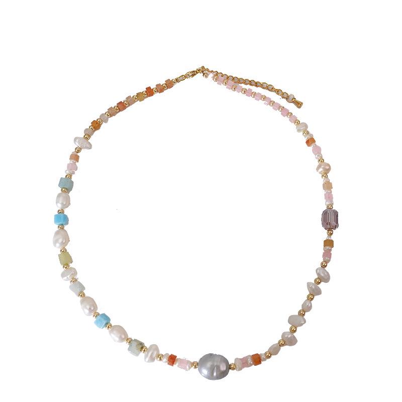 Colorful Summer Freshwater Pearl & Natural Stone Beaded Choker